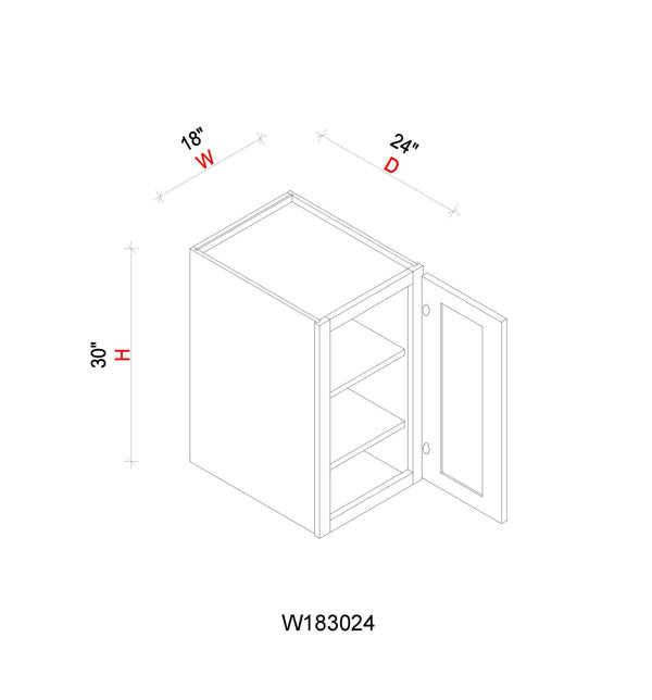 Wall Refrigerator Cabinet - 18"W x 30"H x 24"D