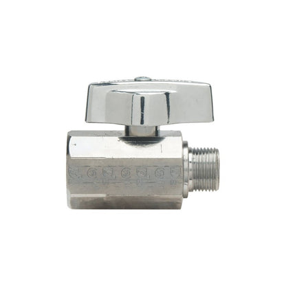 Quarter Turn Straight Stop, 1/2 x 3/8 in, FNPT x Comp, Chrome