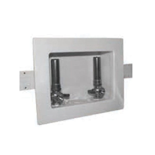 Switch Hitter® Assembled Washing Machine Outlet Box With Hammer Arrester and MNPT Valves, Plastic, White