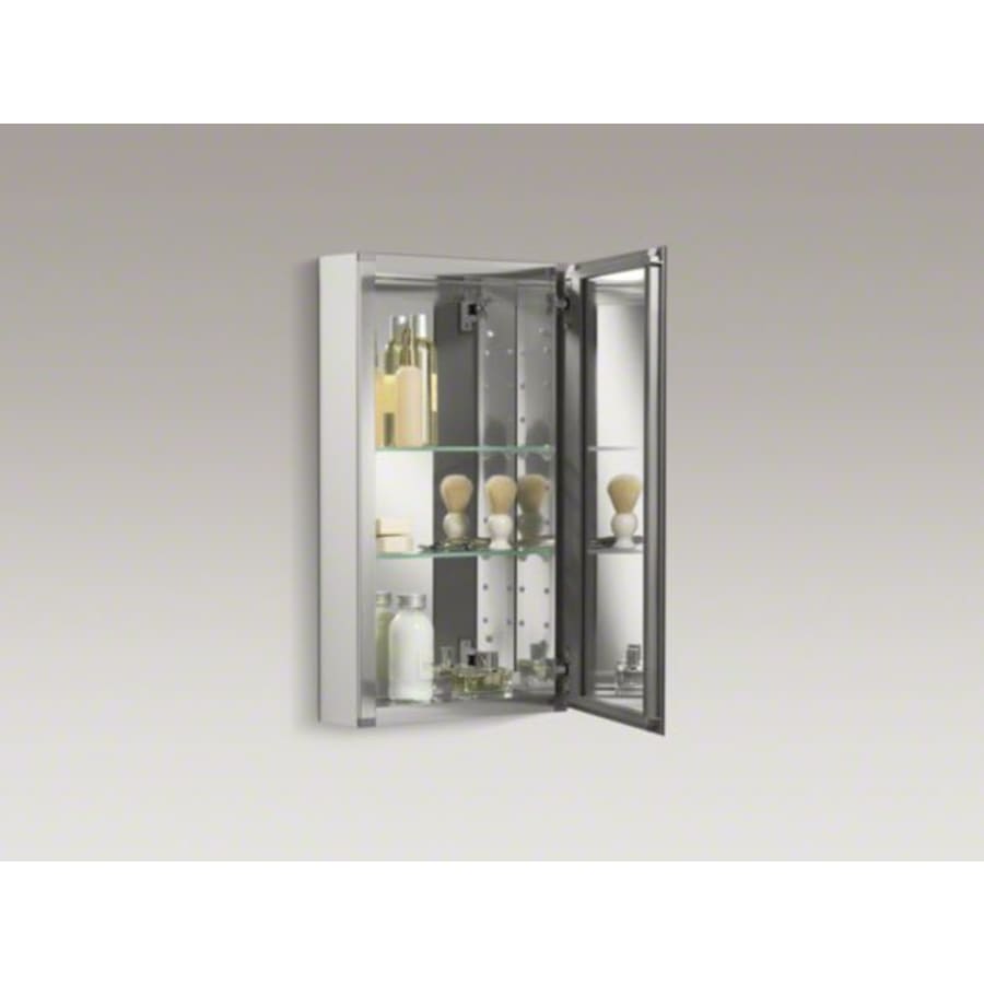 15" x 26" Single Door Reversible Hinge Frameless Mirrored Medicine Cabinet