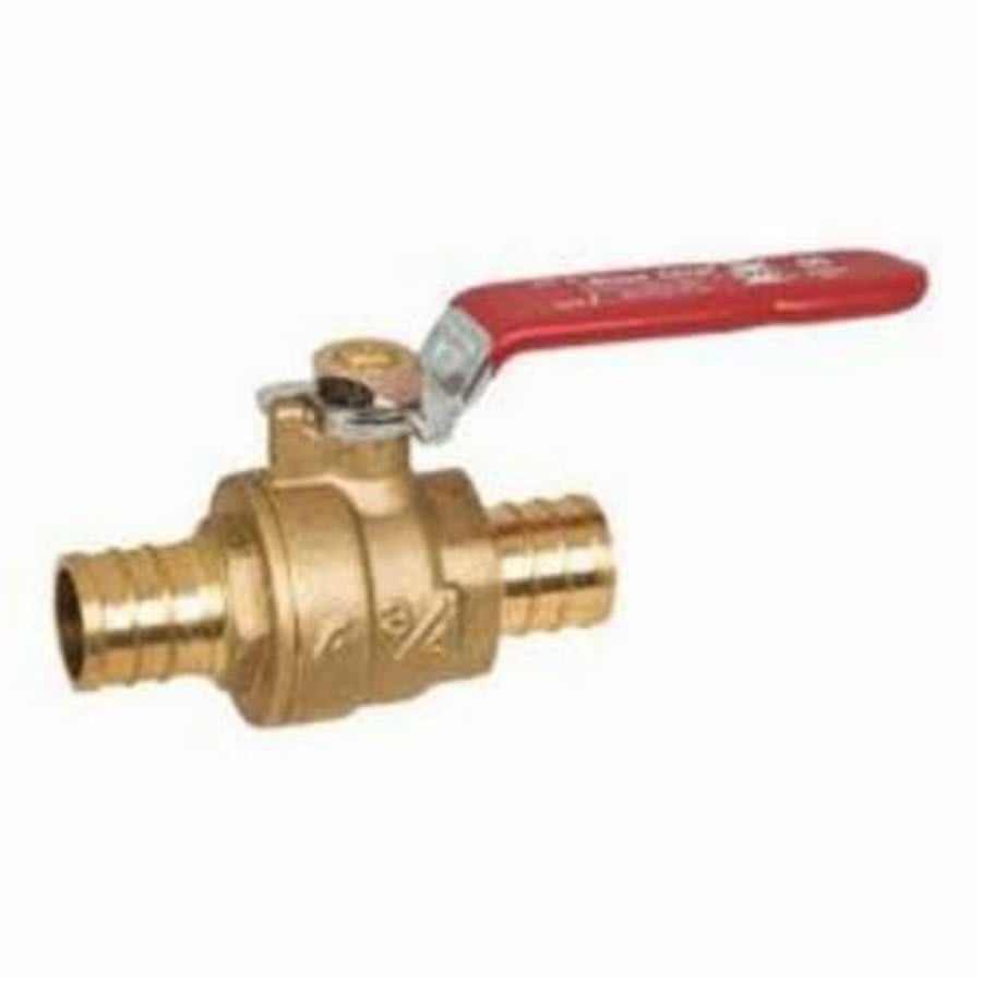 1-Piece Ball Valve, 3/4 in, Crimp PEX, Standard Port, Plated Brass Ball, Brass