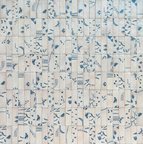 Rice Natural Deco Leaf Rectangle 2X6 Glossy