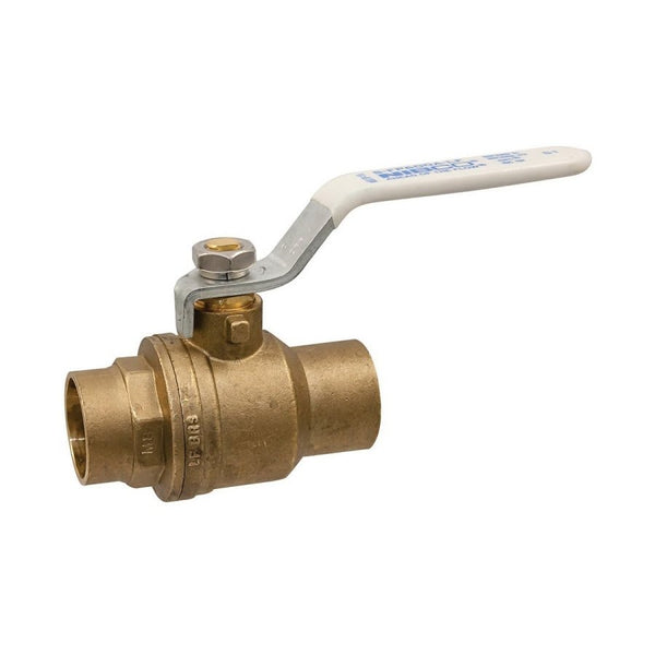 2-Piece Ball Valve, 2-1/2 in, C, Full Port, Plated Brass Ball, Brass