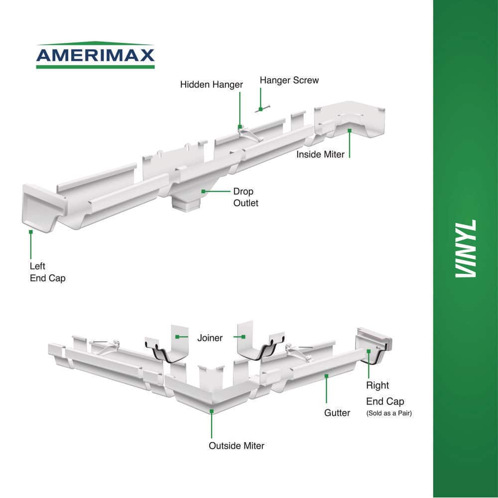 5 in. White Vinyl K-Style Gutter End with 2 in. x 3 in. Drop Outlet