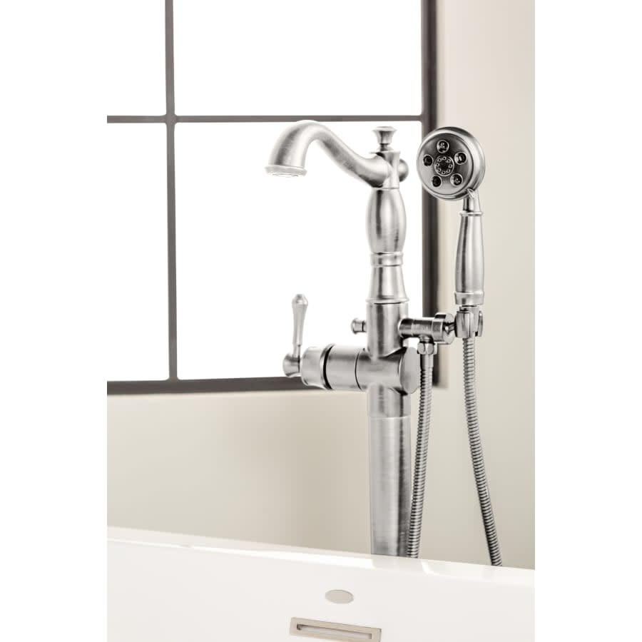 Cassidy Floor Mounted Tub Filler with Integrated Diverter and Hand Shower - Less Rough In