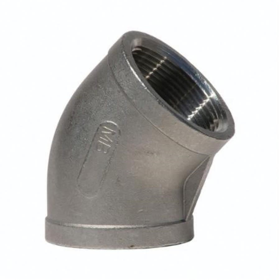 45 deg Elbow, 1-1/4 in, FNPT, 304/304L Stainless Steel, 150 lb