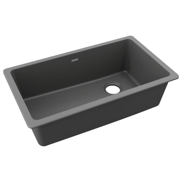Classic® Single Bowl Kitchen Sink, Under Mount, 33 x 18-3/4 in, 9-1/2 in Bowl Depth, Quartz, Dusk Gray