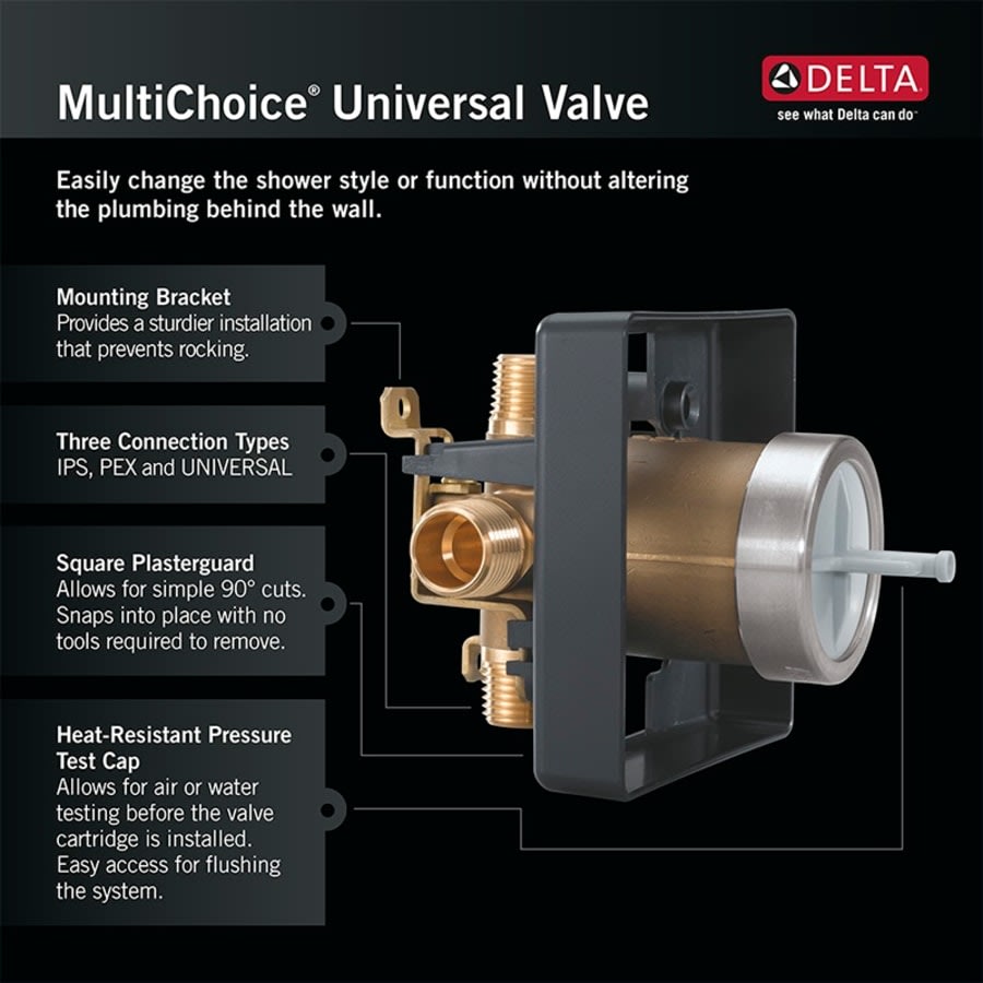 Universal Mixing Rough-In Valve with Service Stops and PEX Crimp Inlets and Universal 1/2" Outlets