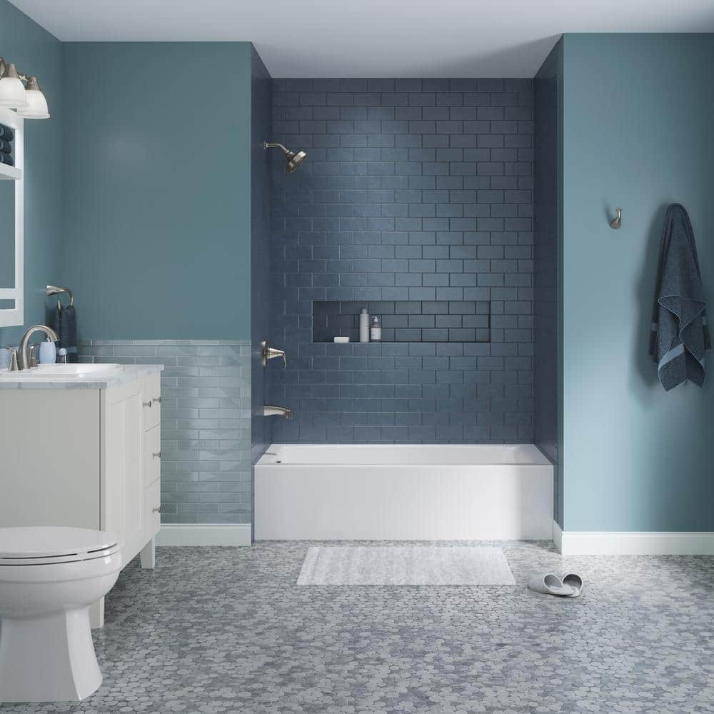 Elmbrook 60 in. x 30.25 in. Soaking Bathtub with Right-Hand Drain in White