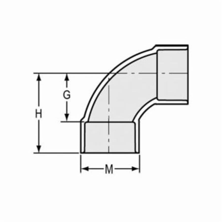 Long Sweep 90 deg Elbow, 1-1/2 in, Socket, SCH 40/STD, PVC