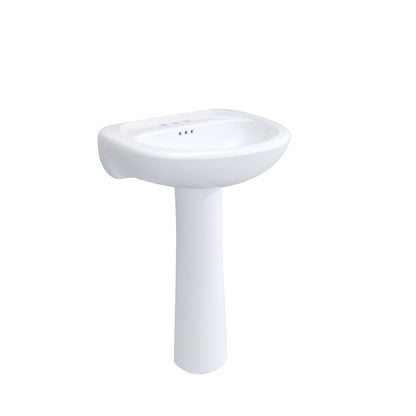 Lisbon Valley 24" Oval Vitreous China Pedestal Bathroom Sink with Overflow and 3 Faucet Holes at 4" Centers