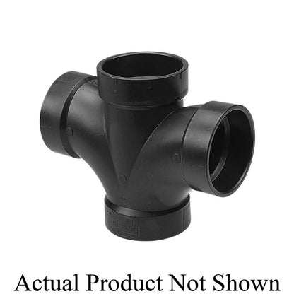 DWV Double Sanitary Tee, 4 x 3 in, Hub, ABS