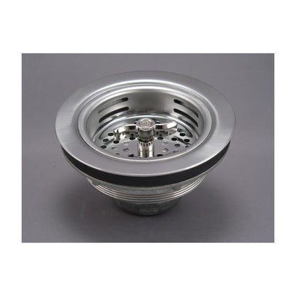 Strainer With Metal Stopper Cut Threads, Stainless Steel, Polished Chrome