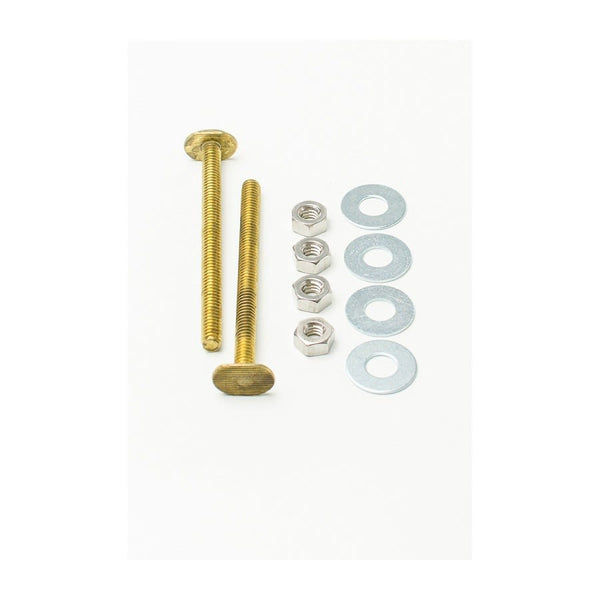 Closet Bolt Set, 1/4 x 3-1/2 in L Thread, Brass