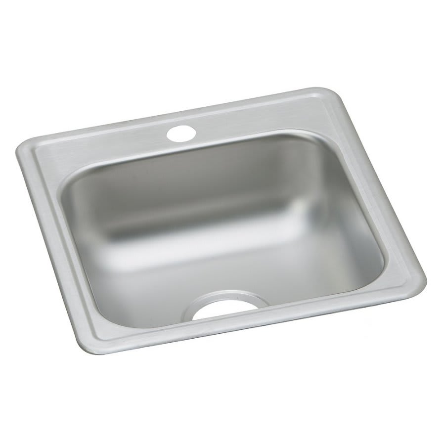 Dayton® Single Bowl Bar Sink, Top Mount, ADA, 19 17 x 19 in, 6 in Bowl Depth, 1-Hole, 22 ga Satin Steel, Stainless
