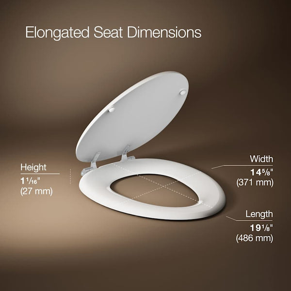 Kathryn Elongated Closed-Front Toilet Seat with Polished Chrome Hinges