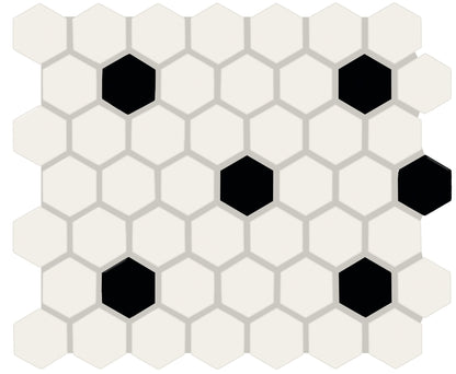 Color Story Mosaics White / Black / Matte Hexagon 1.5X1.5 Matte