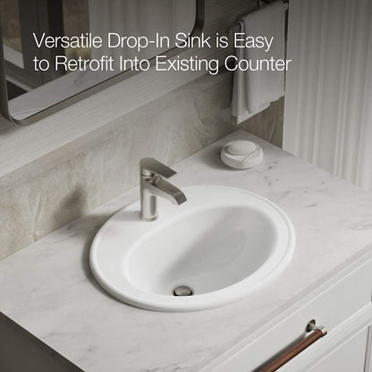 Pennington 20-1/4" Drop In Bathroom Sink with 1 Hole Drilled and Overflow