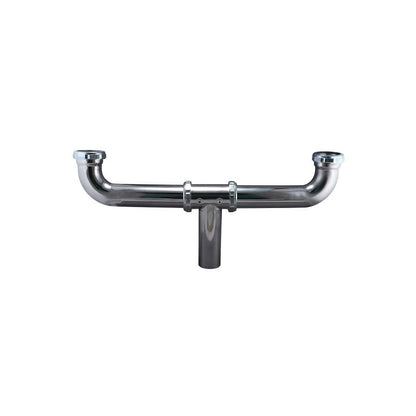 Continuous Waste, Center Outlet, 1-1/2 in, Brass, 20 ga, Polished Chrome