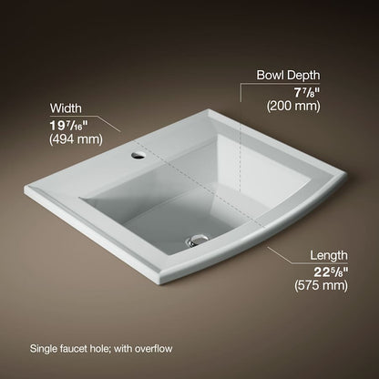 Archer 22-5/8" Drop In Bathroom Sink with 1 Hole Drilled and Overflow