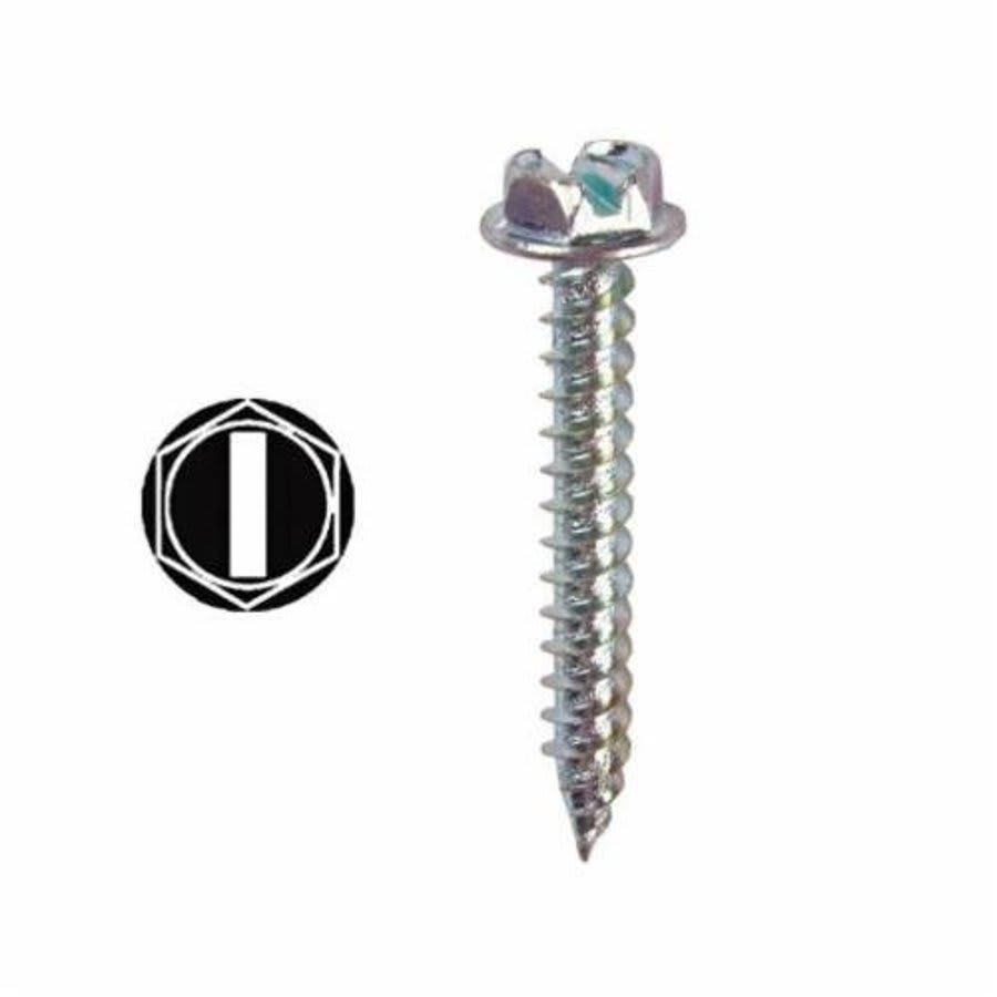 Sheet Metal Screw, #8, 1 in L, Slotted Drive, Zinc Plated