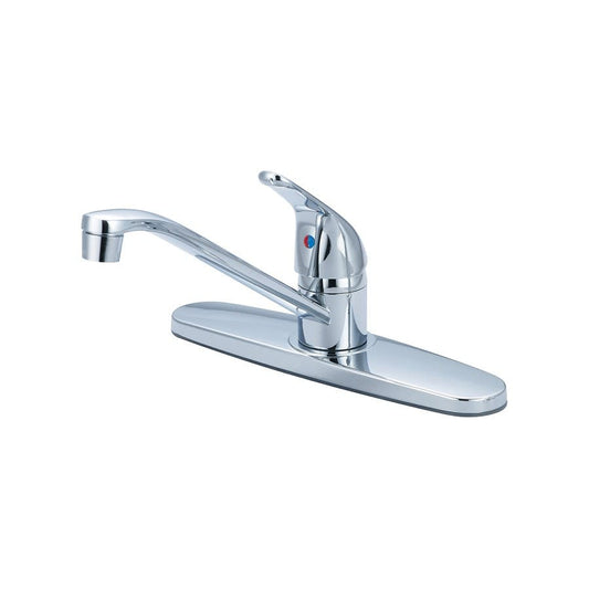 Elite Kitchen Faucet, Deck Mount, ADA, 1 Lever Handle, 3-Hole, Polished Chrome, Rigid Copper Connections