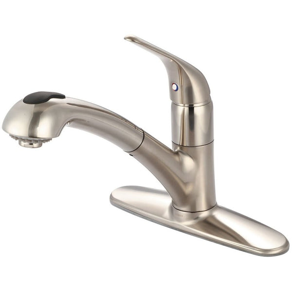 Legacy Kitchen Faucet, Deck Mount, ADA, 1 Lever Handle, 1 or 3-Hole, PVD Brushed Nickel