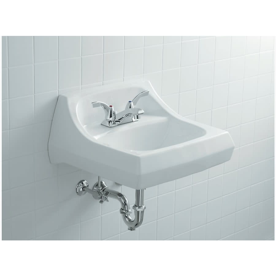 Kingston 16" Wall Mounted Bathroom Sink with 3 Holes Drilled and Overflow