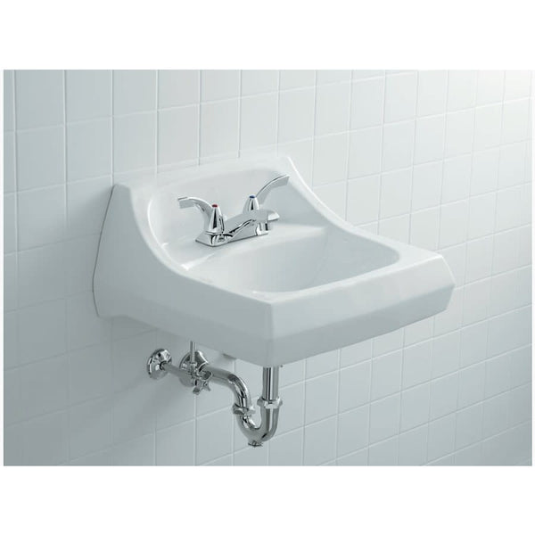 Kingston 16" Wall Mounted Bathroom Sink with 3 Holes Drilled and Overflow