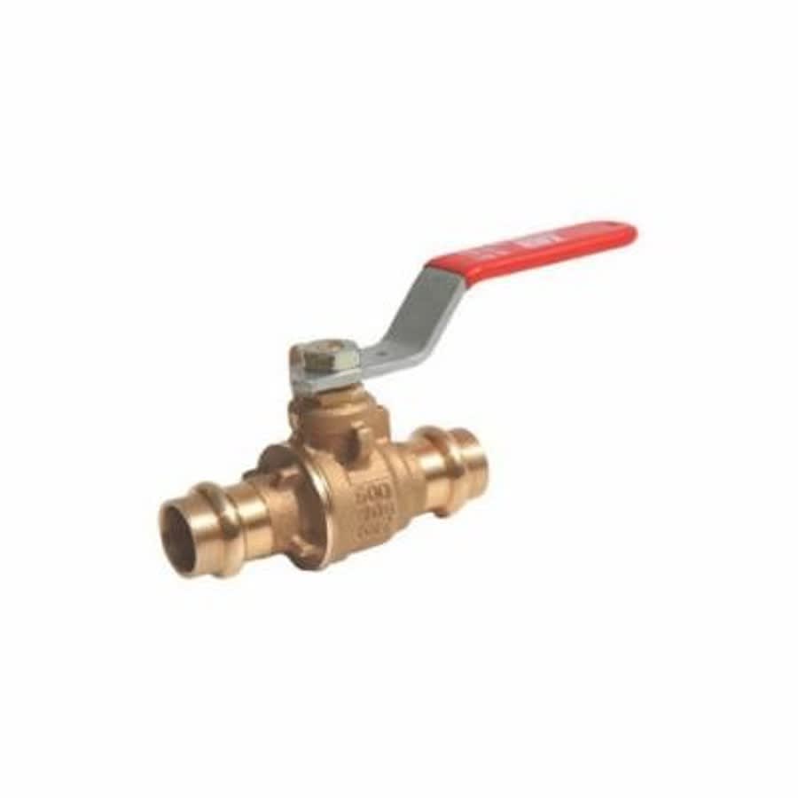 2-Piece Ball Valve, 1/2 in, Press, Full Port, Plated Brass Ball, Bronze