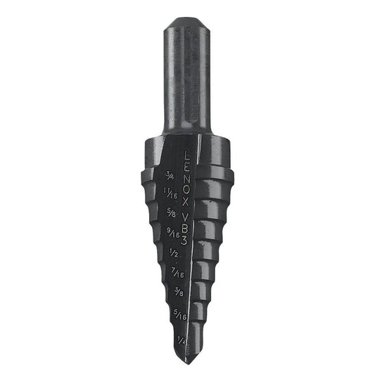 Step Drill, 1/4 to 3/4 in, Max Hole Diameter, 9 Steps