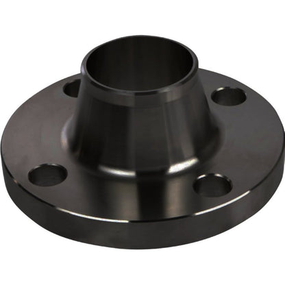 Flat Face Flange, 2-1/2 in, Weld Neck, 7 in OD, 4 Bolt Holes, 150 lb, Carbon Steel