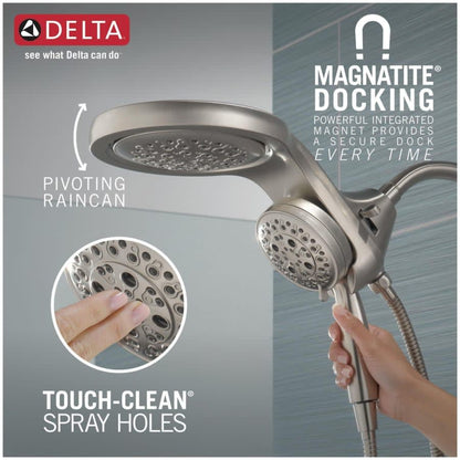 Universal Showering Round 2.5 GPM Multi Function 2-in1 In2ition Shower Head and Hand Shower with Touch Clean, H2Okinetic and MagnaTite Technology