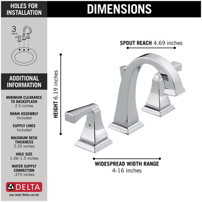 Dryden 1.2 GPM Widespread Bathroom Faucet with Pop-Up Drain Assembly