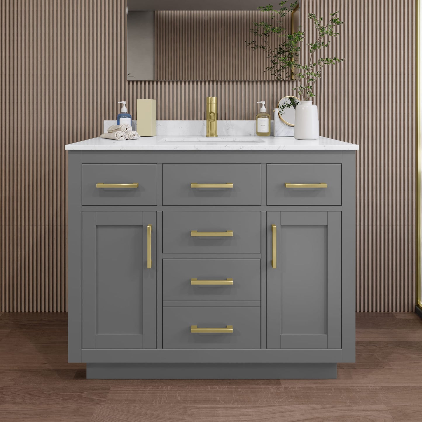 Beckett Single Bathroom Vanity with Toe Kick - 42W x 35H x 22D