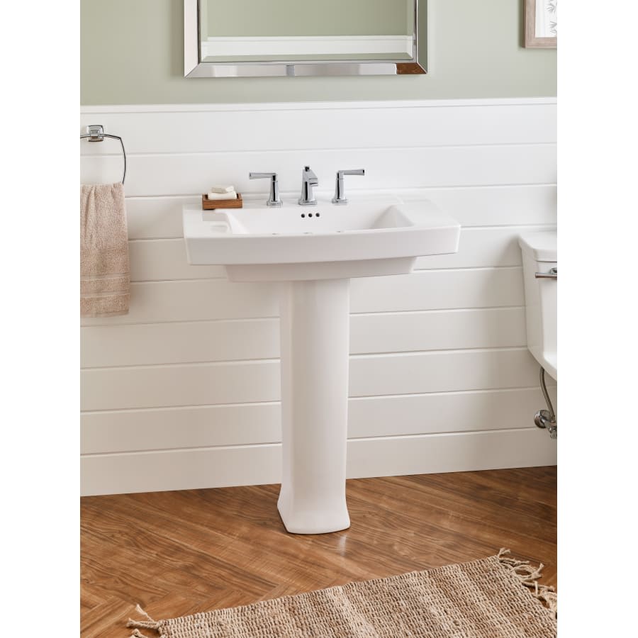 Townsend 30" Fireclay Pedestal Bathroom Sink with 3 Faucet Holes at 8" Centers and Overflow - Less Pedestal