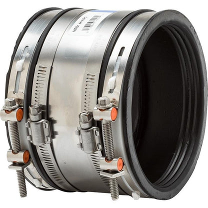 Shielded Transition Coupling, 10 in, Rubber/Stainless Steel