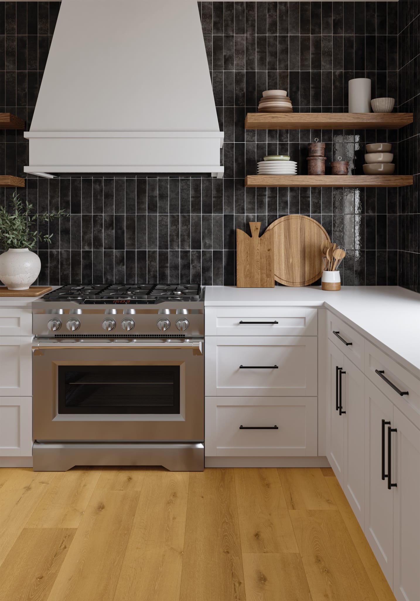Cloé 2.5X8 Glossy Ceramic Tile in Black