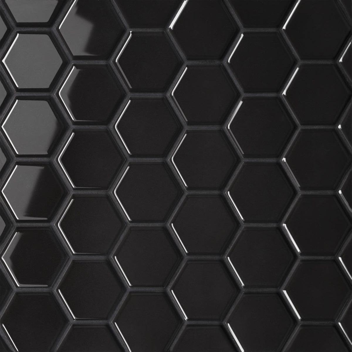Le Cafe Black 2x2 Hexagon Mosaic Glossy