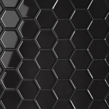 Le Cafe Black 2x2 Hexagon Mosaic Glossy
