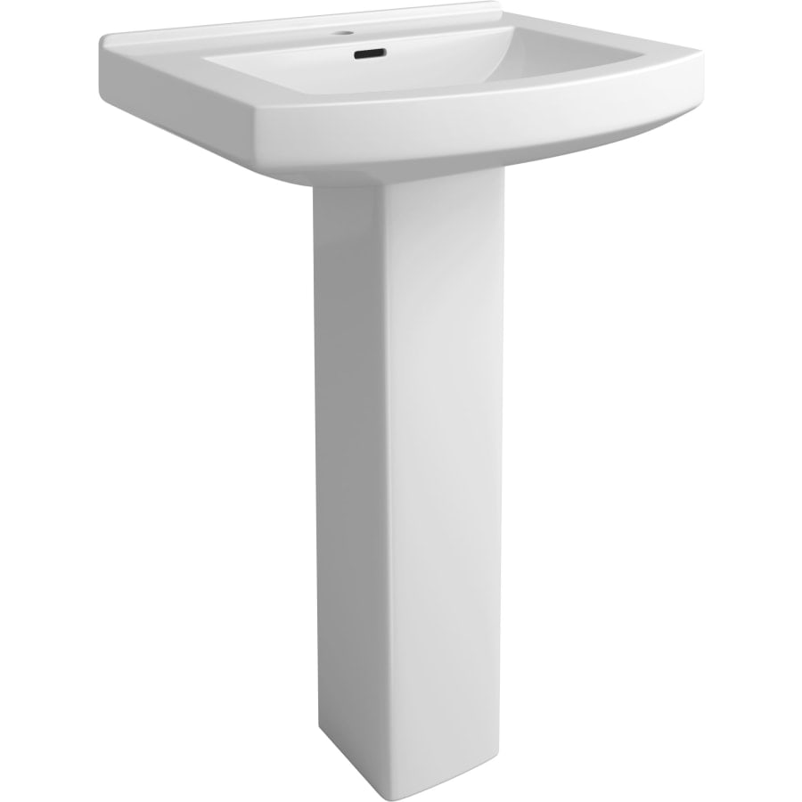 Otter Creek 24" Rectangular Vitreous China Pedestal Bathroom Sink with Overflow and 1 Faucet Hole