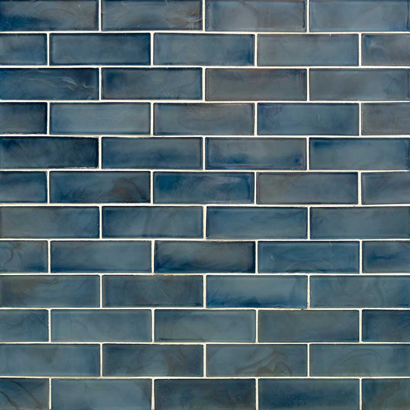 Blue Shimmer Glass Subway Tile