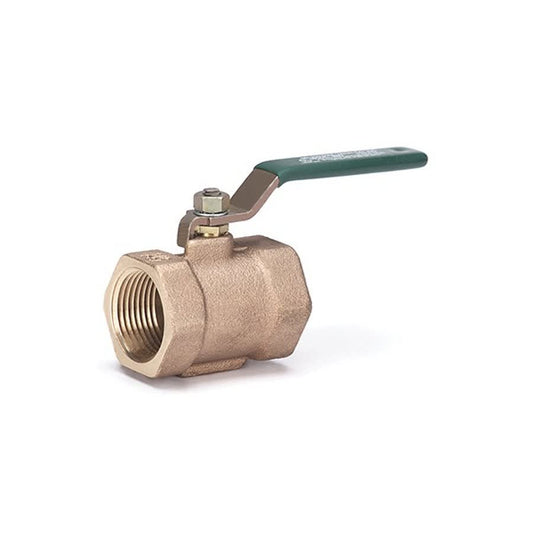 1-Piece Ball Valve, 1/2 in, FNPT, Full Port, Stainless Steel Ball, Bronze