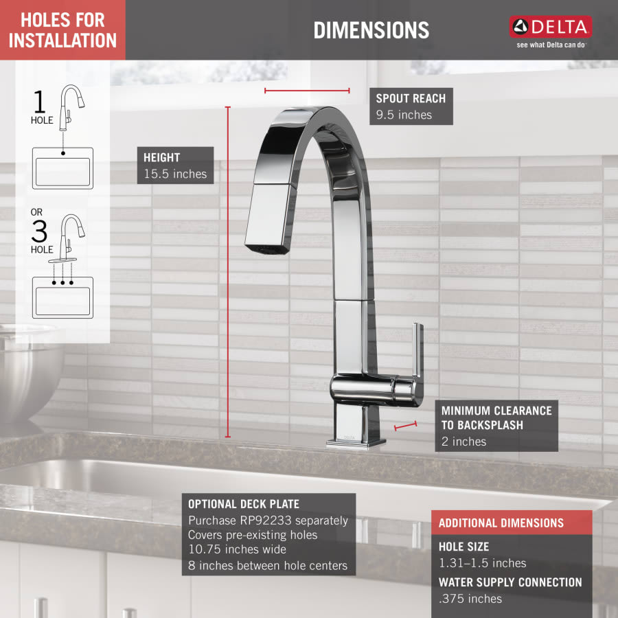 Pivotal 1.8 GPM Single Hole Pull Down Kitchen Faucet with Magnetic Docking Spray Head - Limited Lifetime Warranty