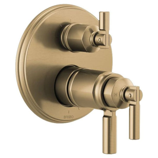 Invari Thermostatic Valve Trim with Integrated Volume Control and 3 Function Diverter for Two Shower Applications - Less Rough-In