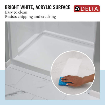 Classic 500 60 in. L x 30 in. W Alcove Shower Pan Base with Center Drain in High Gloss White