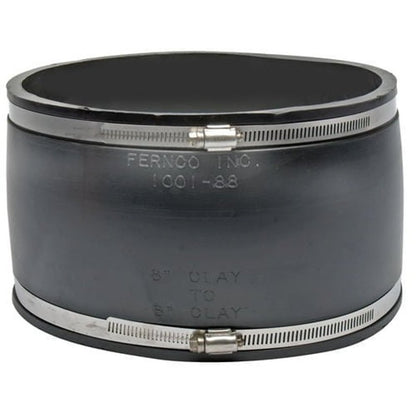 Transition Coupling, 8 in, West Coast Clay x West Coast Clay, Flexible PVC