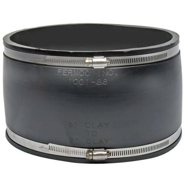 Transition Coupling, 8 in, West Coast Clay x West Coast Clay, Flexible PVC