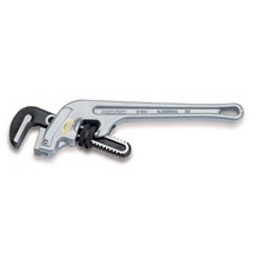 End Pipe Wrench, 2 in, 14 in OAL, Floating Forged Hook Jaw, Aluminum Handle, Silver