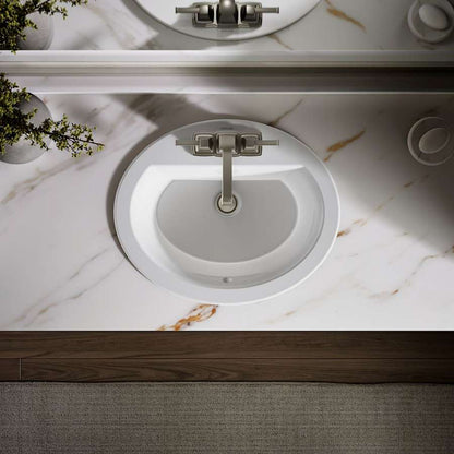 Bryant 20-1/8" Oval Vitreous China Drop In Bathroom Sink with Overflow and 3 Faucet Holes at 4" Centers